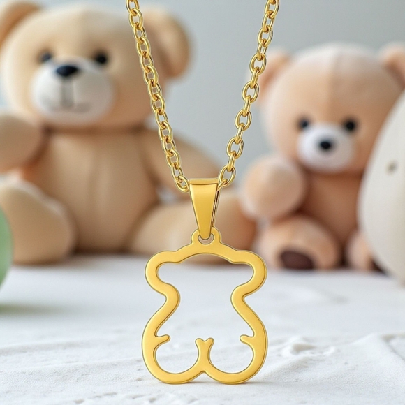 🆕️ 18K Gold Plated Cute Bear Necklace & Earrings Set | Trendy Jewelry Gift 🎁 - Picture 4 of 10